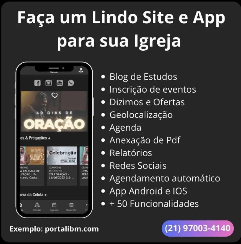 O Aplicativo e Site Ideal para sua Igreja!