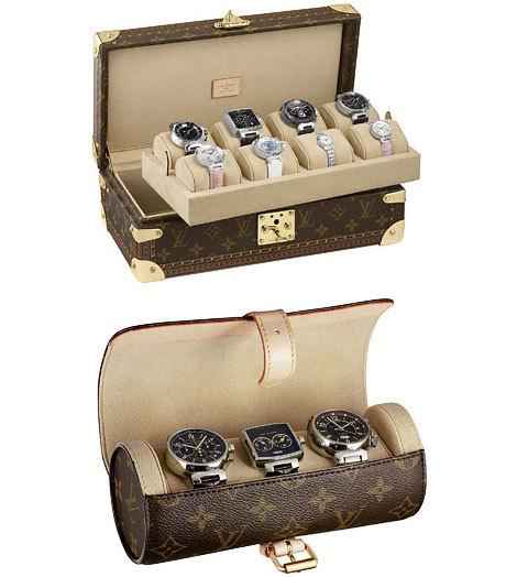 Louis Vuitton : un coffret et un étui à montres en toile monogram