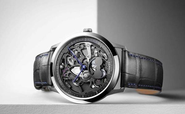Hermès unveils hand-painted porcelain dial in arceau harnais français watch