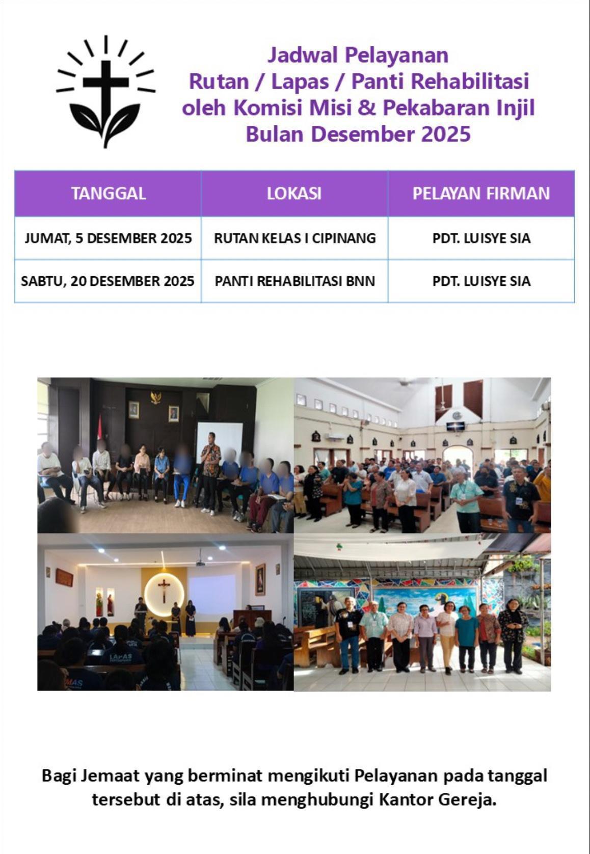 Jadwal Pelayanan LP / Rutan / Lapas