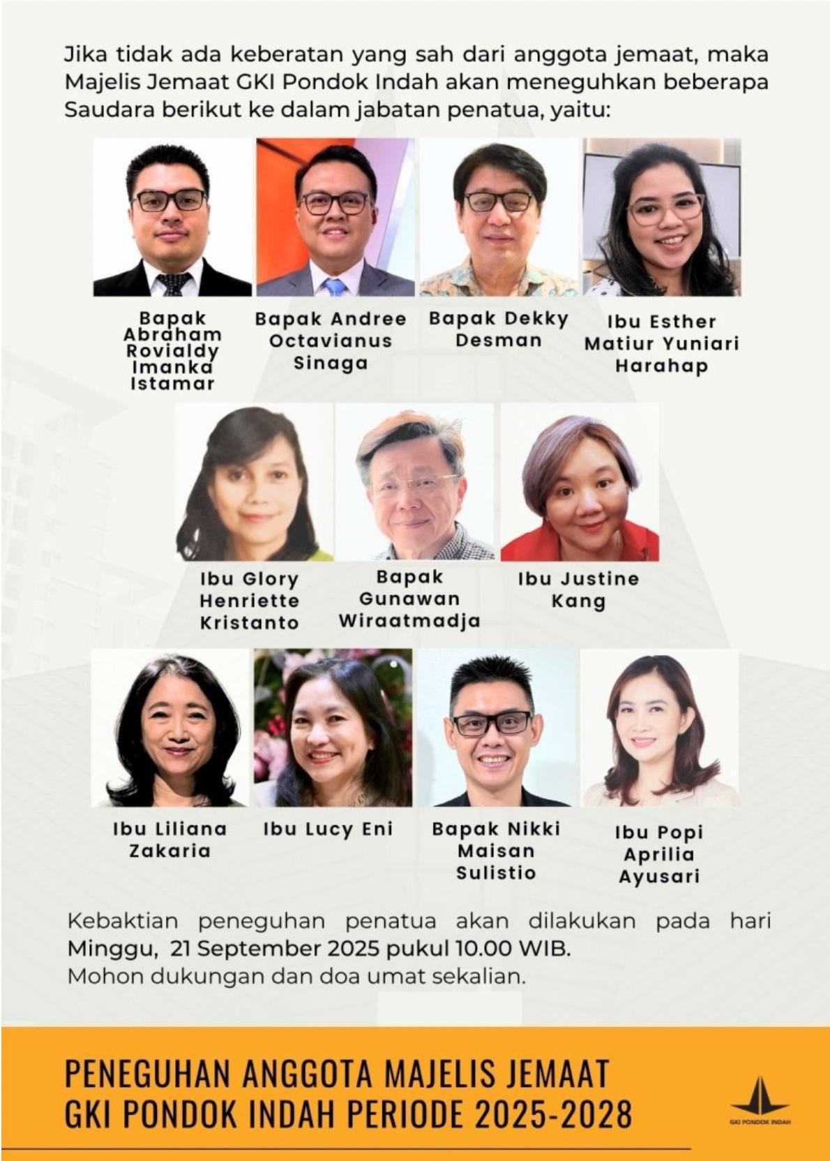 Peneguhan Penatua Periode 2025-2028