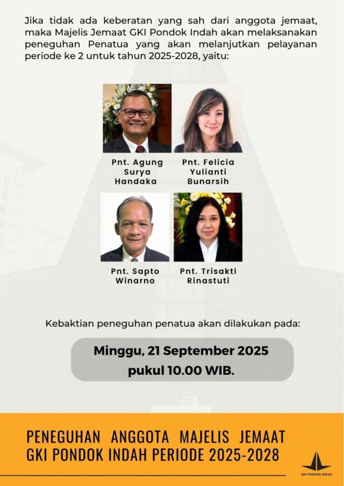 Peneguhan Penatua Periode 2025-2028
