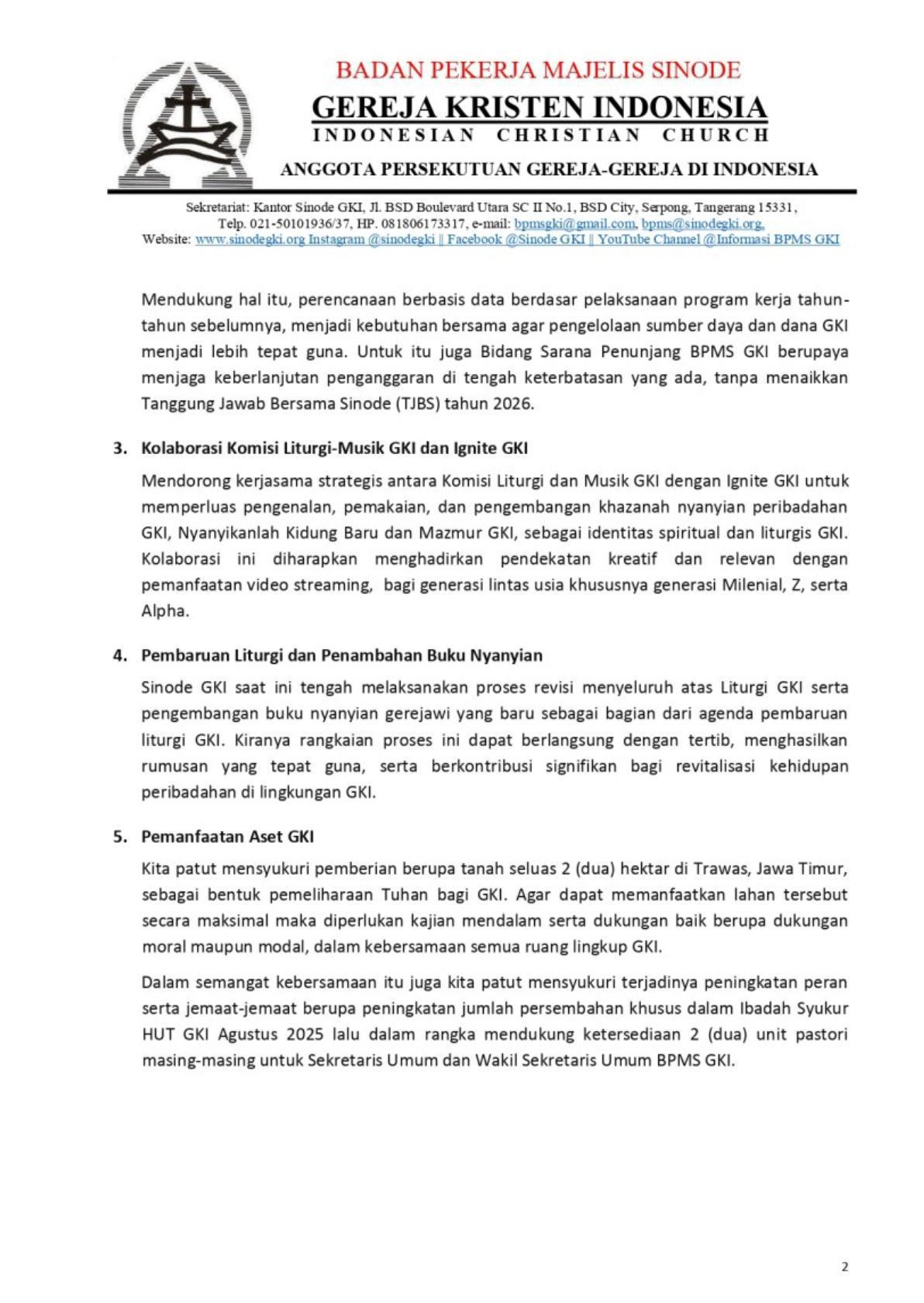 Pesan Pastoral Sinode