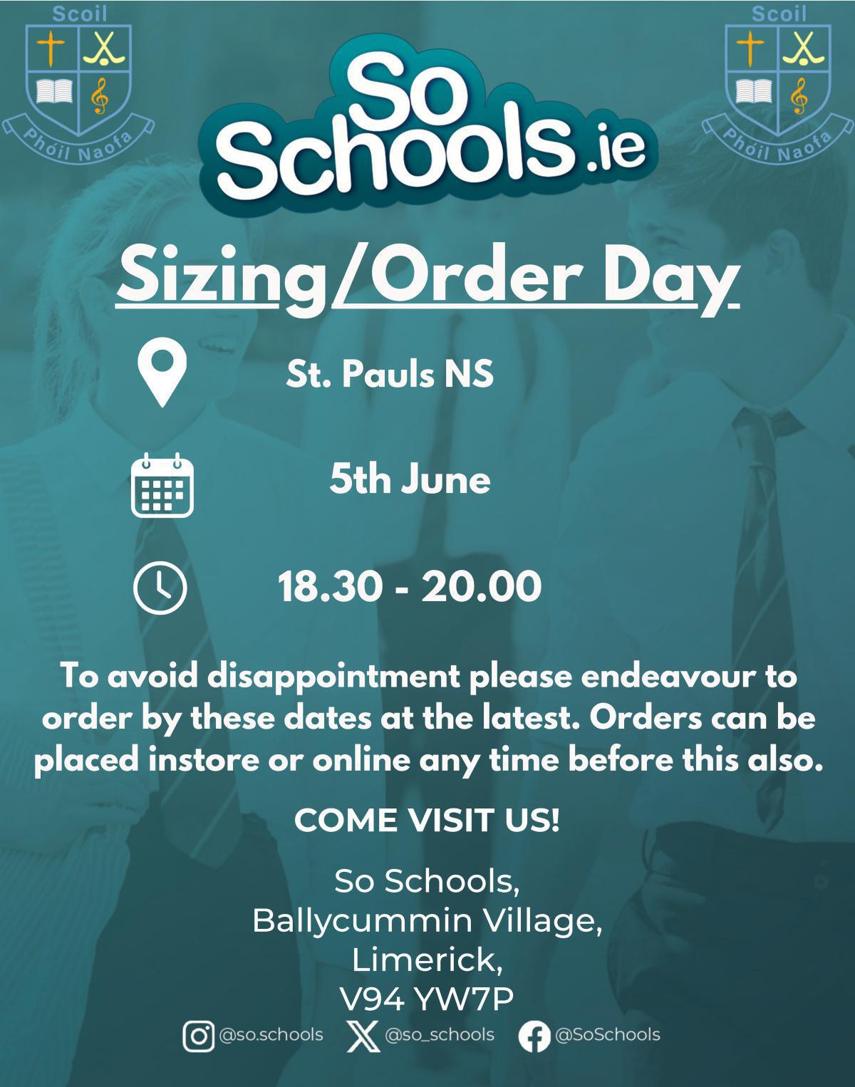 School Uniform - Sizing Evenings