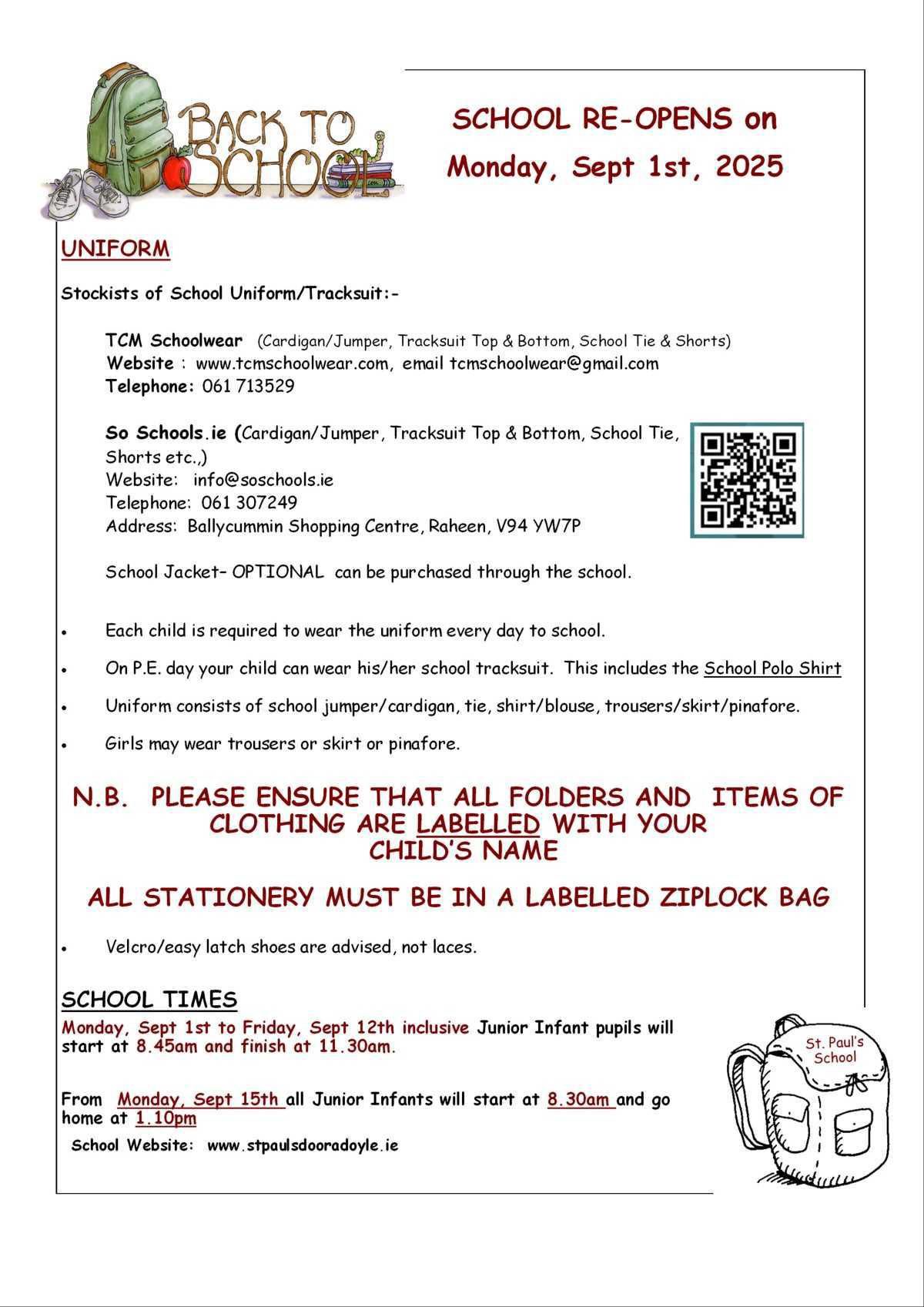 Supply List Sept 2025