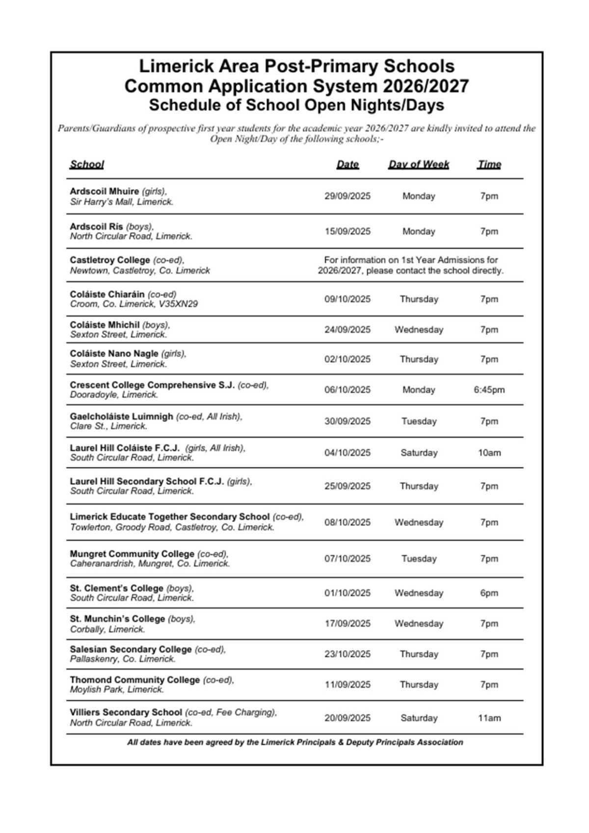 6th CLASS PARENTS - ADDITIONAL INFORMATION FOR COMMON APPLICATION PROCESS