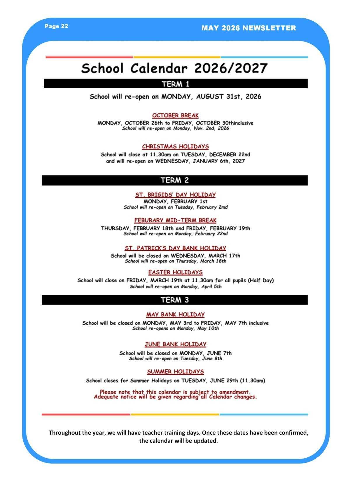 May Newsletter