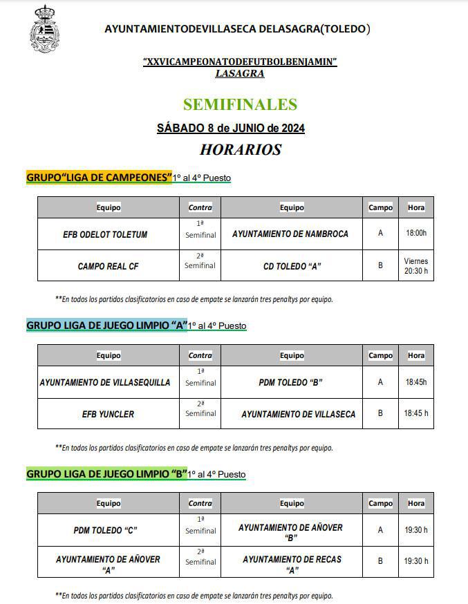 LAS SEMIFINALES YA TIENEN HORARIO