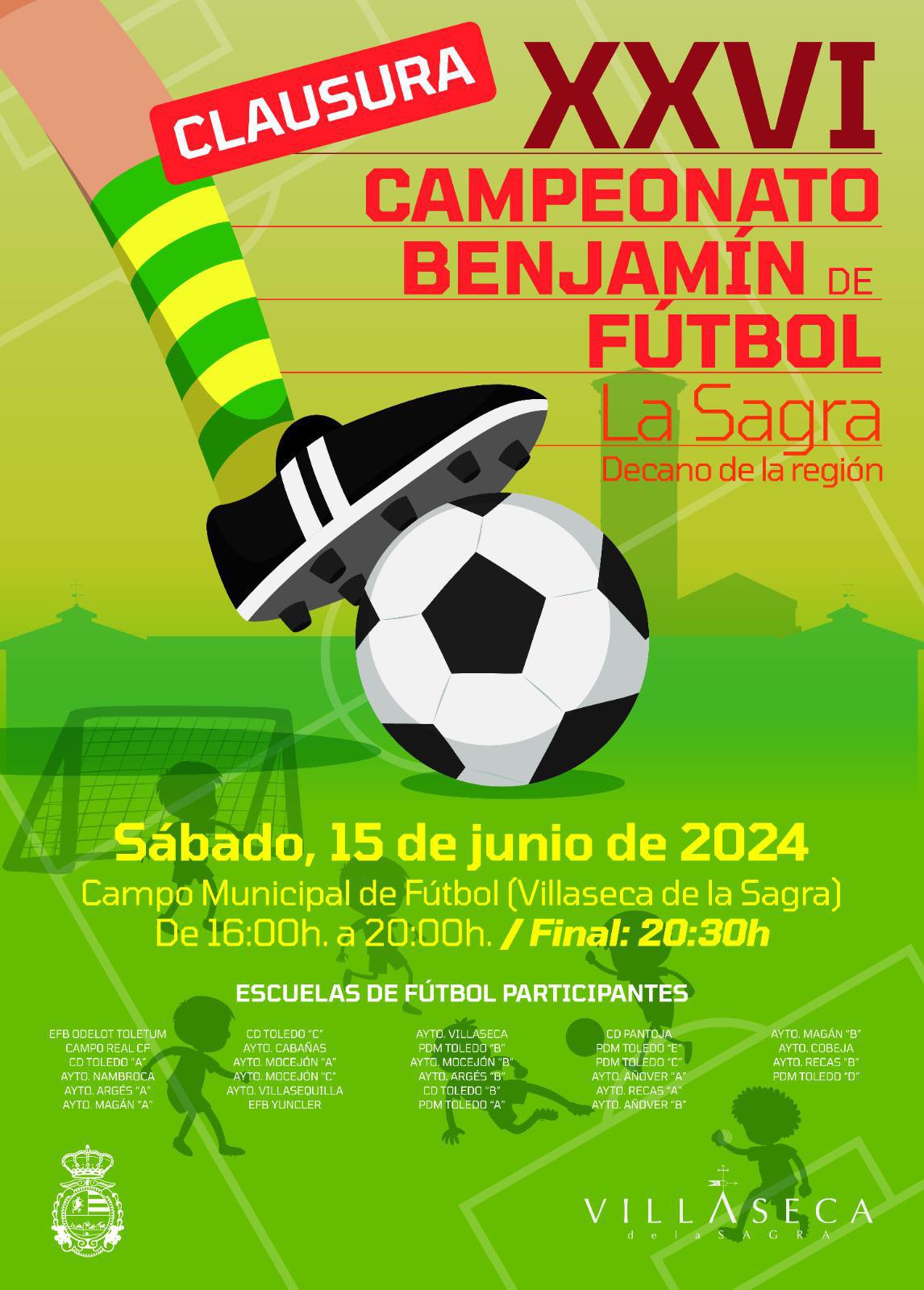 El próximo sábado tendrá lugar la Clausura del XXVI Campeonato Benjamín de Fútbol La Sagra