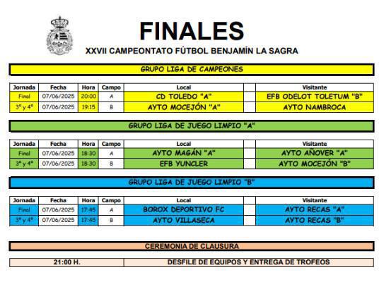 Ya se conocen los horarios de las Finales Ya se conocen los horarios de las Finales