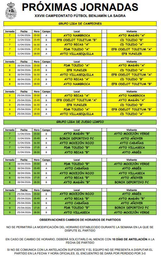 Publicados los horarios de las tres últimas jornadas de la Segunda Fase Publicados los horarios de las tres últimas jornadas de la Segunda Fase