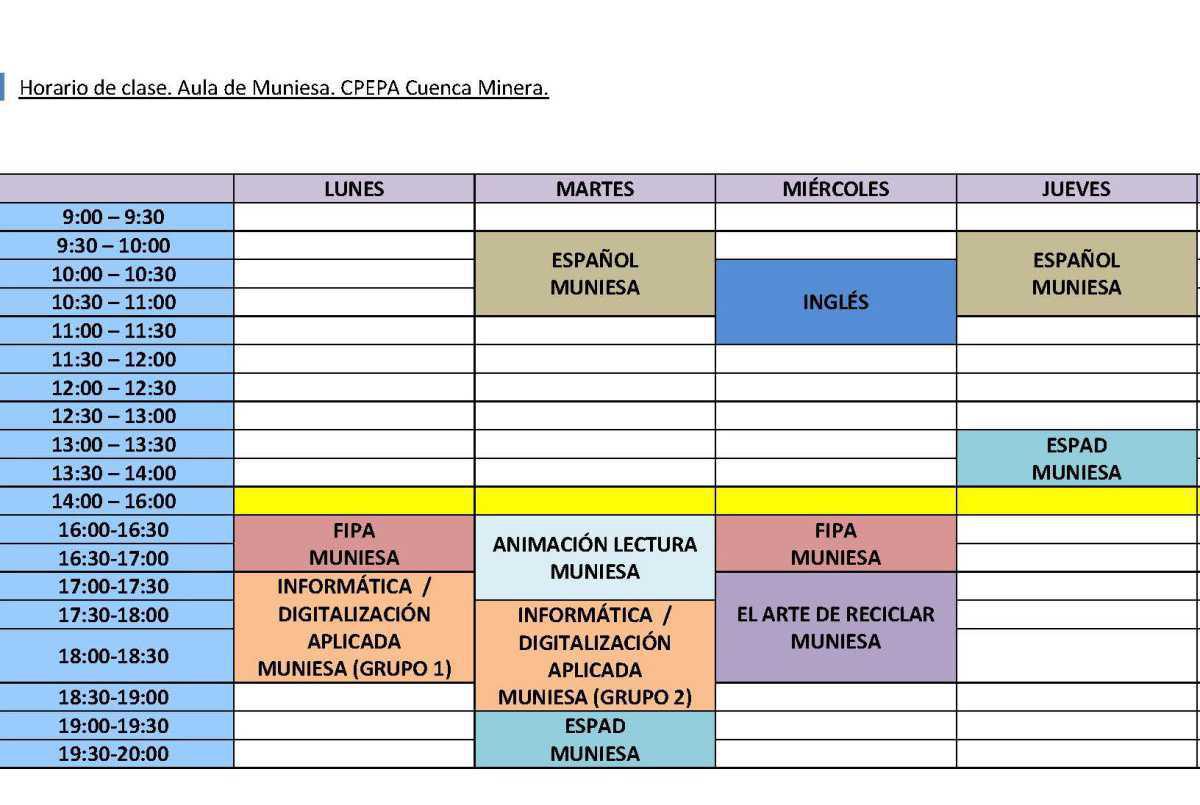 MUNIESA. HORARIOS DEL CURSO 2023/24 MUNIESA. HORARIOS DEL CURSO 2023/24