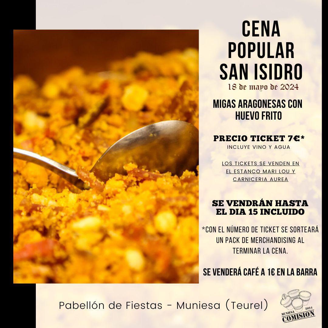 MUNIESA. TIQUES CENA DE SAN ISIDRO MUNIESA. TIQUES CENA DE SAN ISIDRO