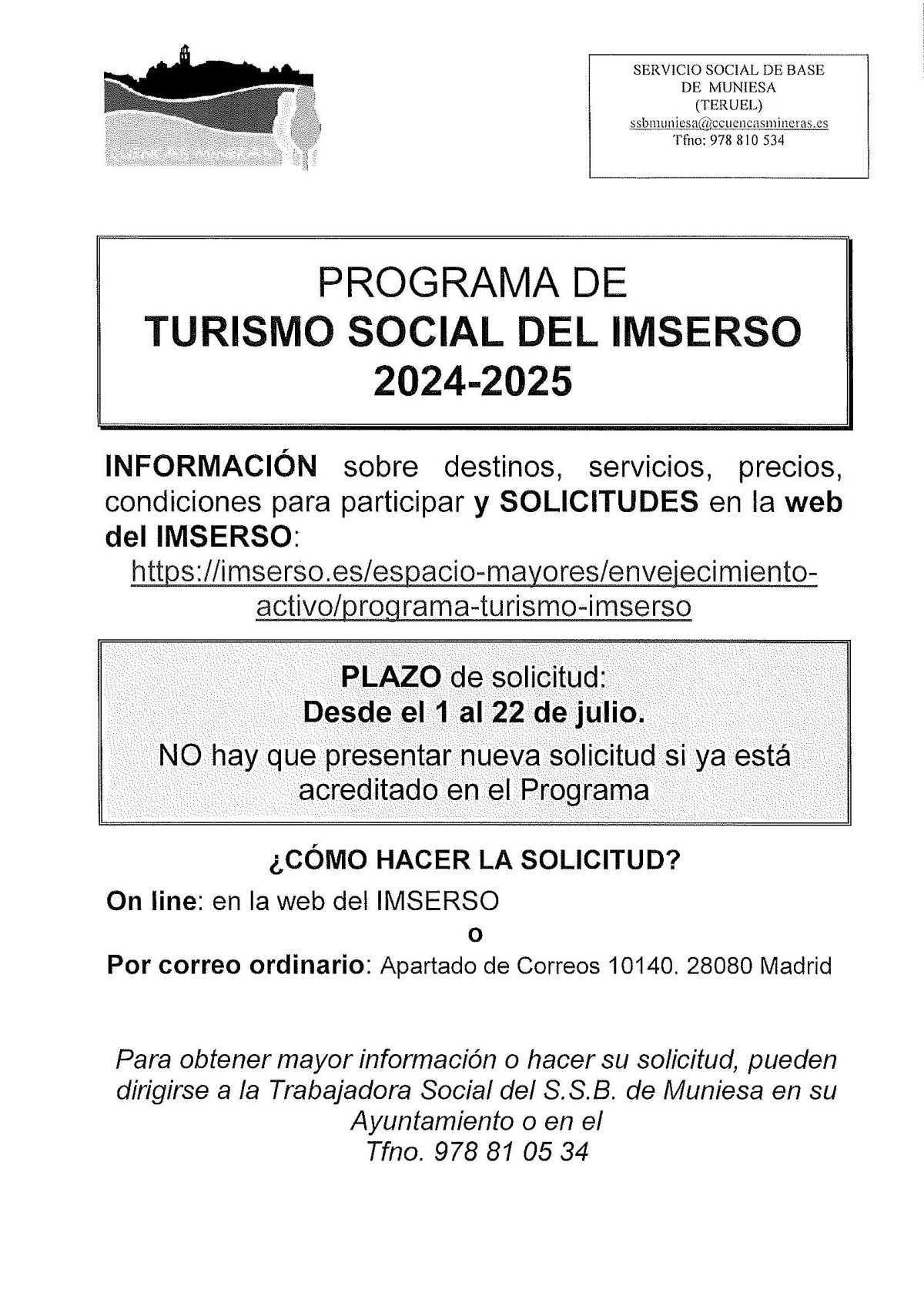 TURISMO SOCIAL IMSERSO TURISMO SOCIAL IMSERSO