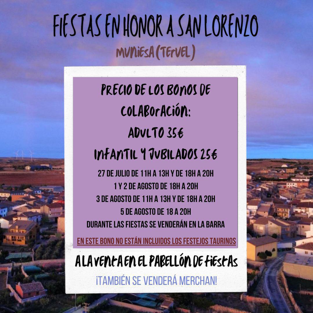 MUNIESA. BONOS DE FIESTAS SAN LORENZO MUNIESA. BONOS DE FIESTAS SAN LORENZO