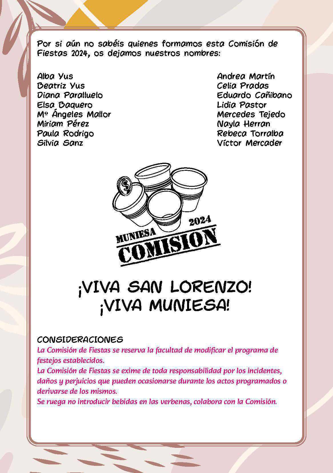 MUNIESA. PROGRAMA SAN LORENZO 2024 MUNIESA. PROGRAMA SAN LORENZO 2024