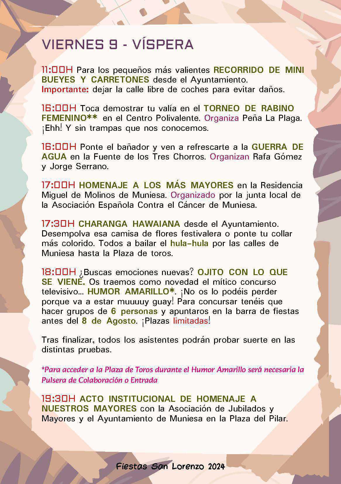 MUNIESA. PROGRAMA SAN LORENZO 2024 MUNIESA. PROGRAMA SAN LORENZO 2024