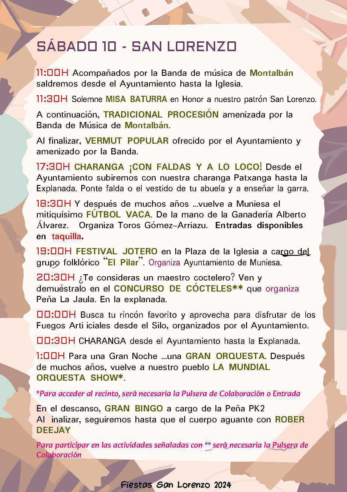 MUNIESA. PROGRAMA SAN LORENZO 2024 MUNIESA. PROGRAMA SAN LORENZO 2024