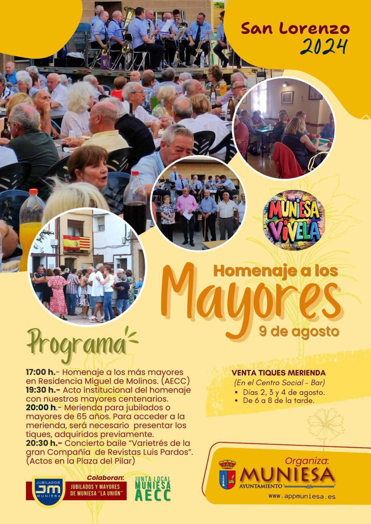 MUNIESA. HOMENAJE A LOS MAYORES. TIQUES MERIENDA MUNIESA. HOMENAJE A LOS MAYORES. TIQUES MERIENDA