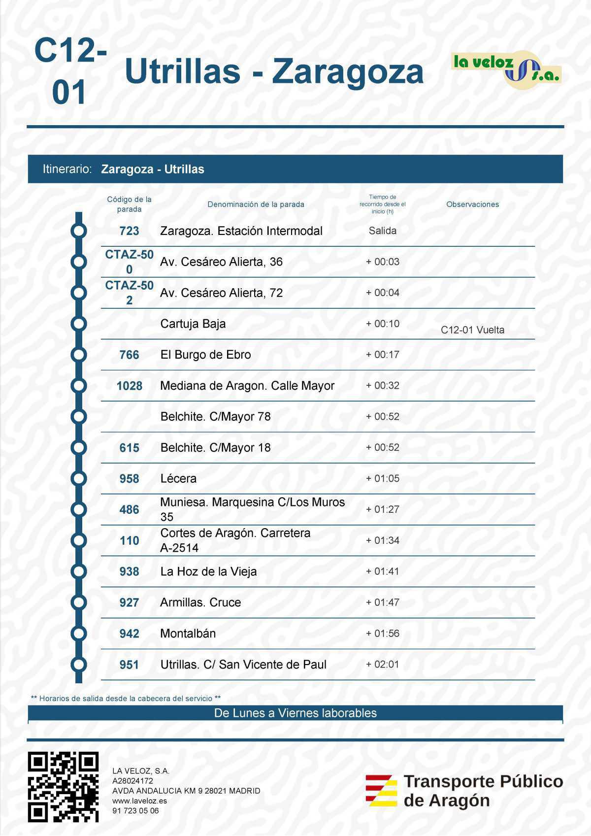 MUNIESA. NUEVOS HORARIOS AUTOBÚS MUNIESA. NUEVOS HORARIOS AUTOBÚS