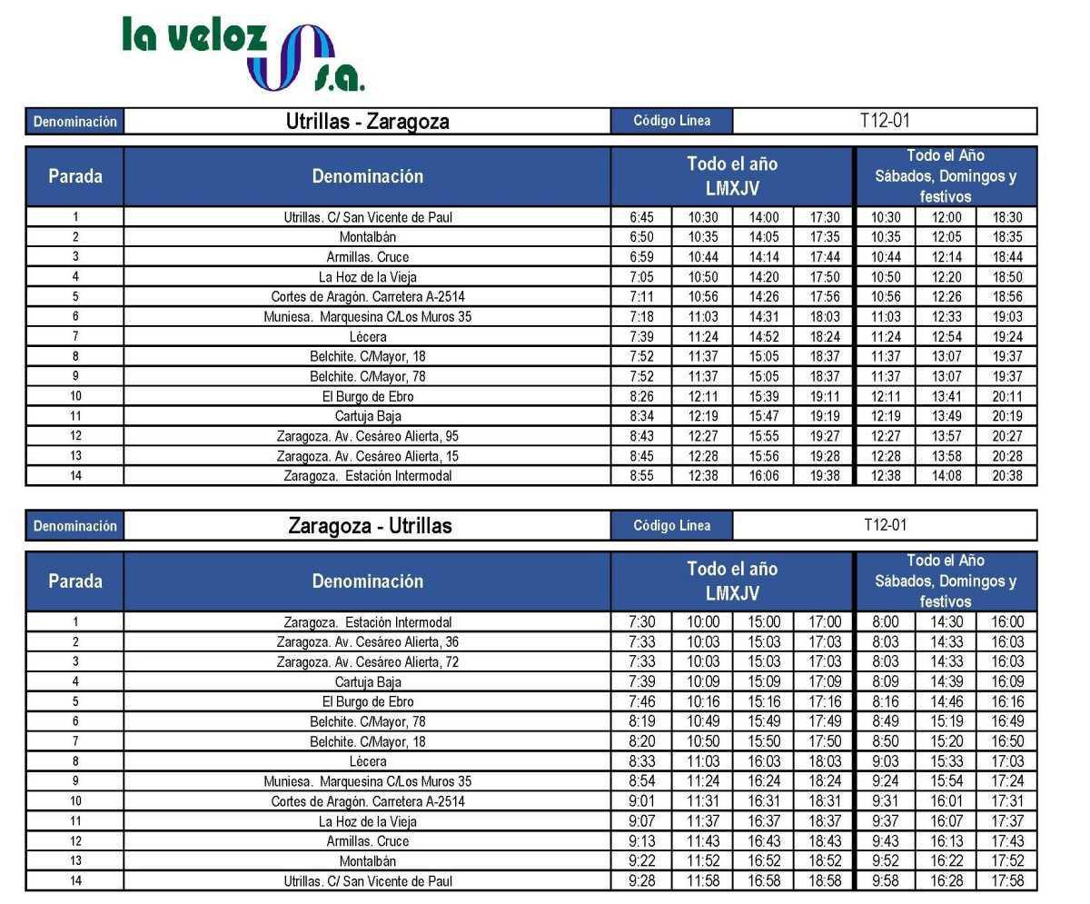 MUNIESA. CAMBIOS HORARIOS AUTOBÚS MUNIESA. CAMBIOS HORARIOS AUTOBÚS