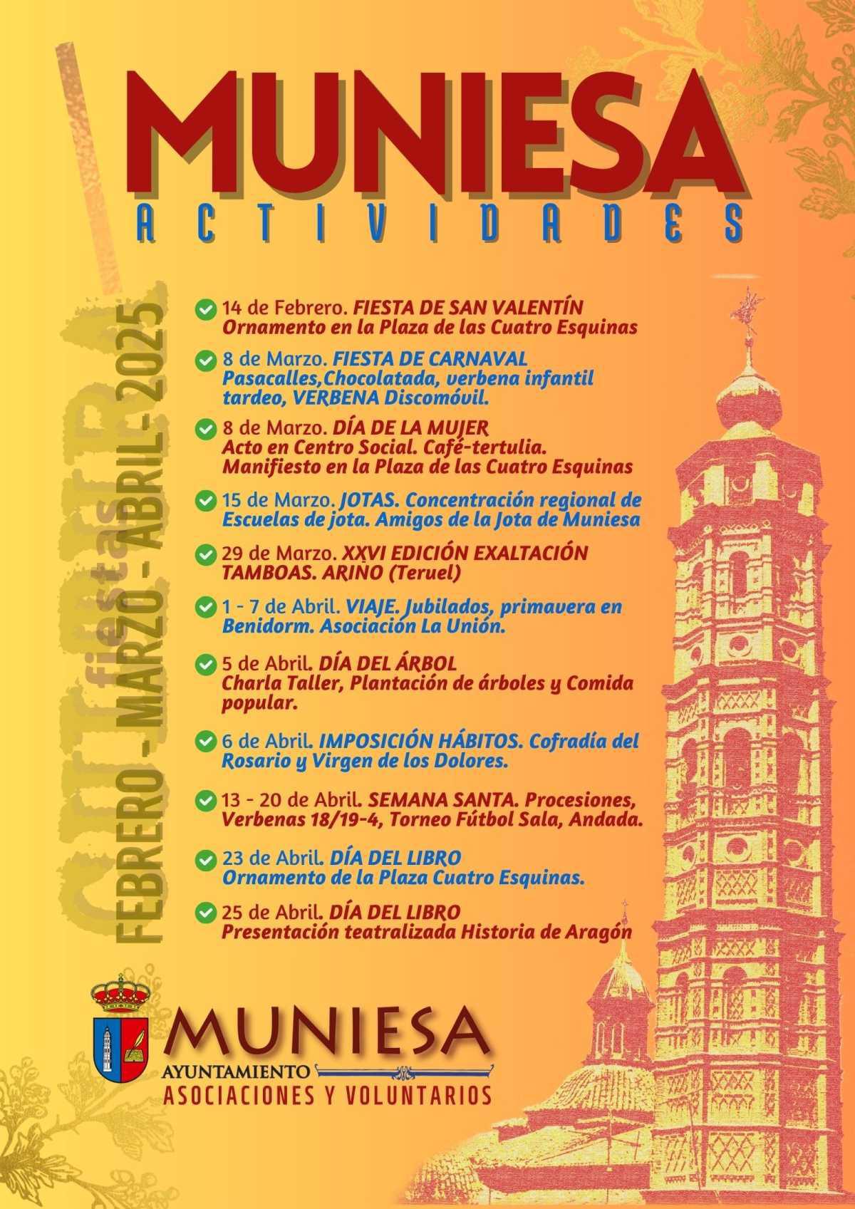 MUNIESA. ACTOS FEBRERO - MARZO - ABRIL 2025