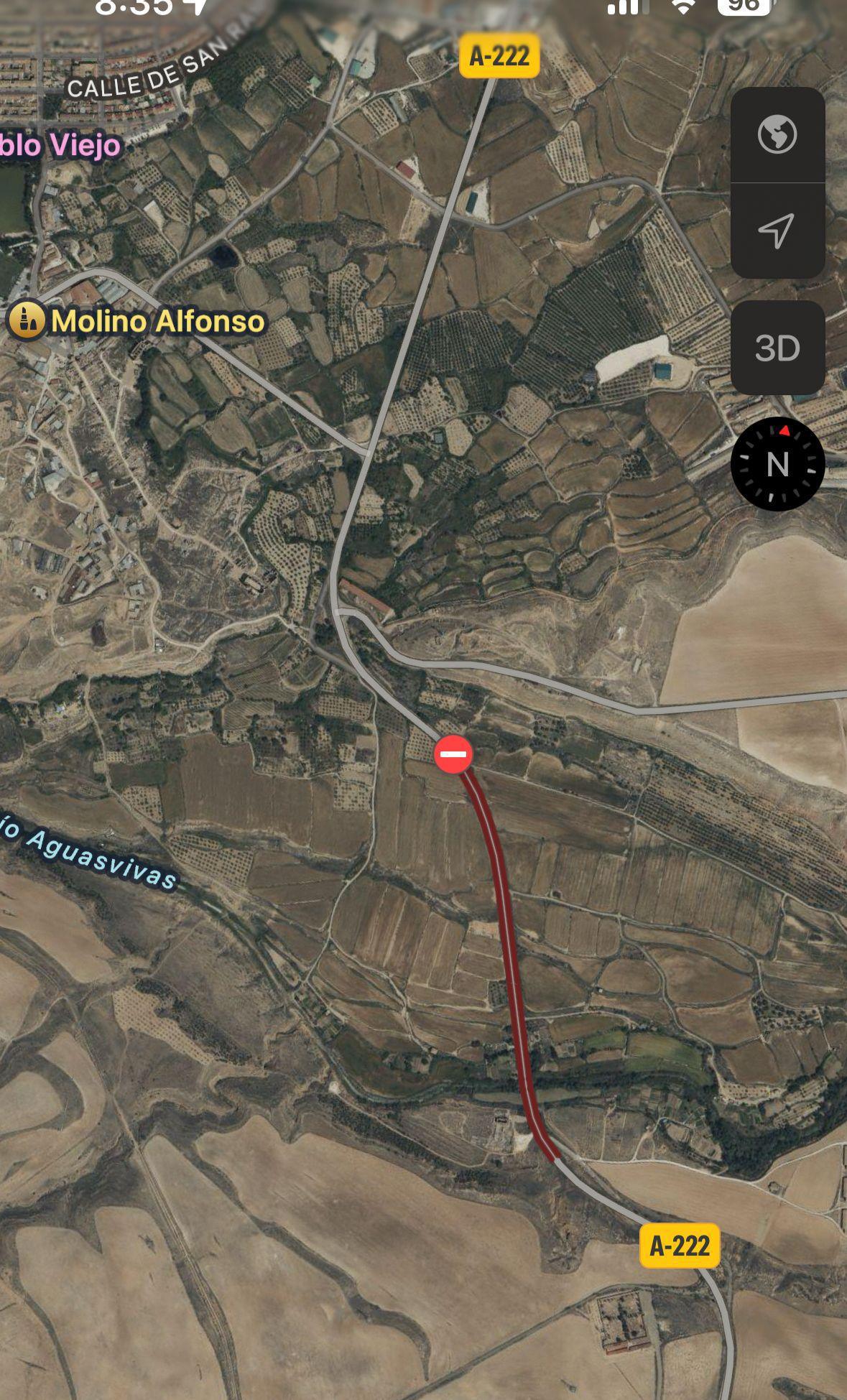 MUNIESA CORTADA CARRETERA A-222. ALTERNATIVAS 