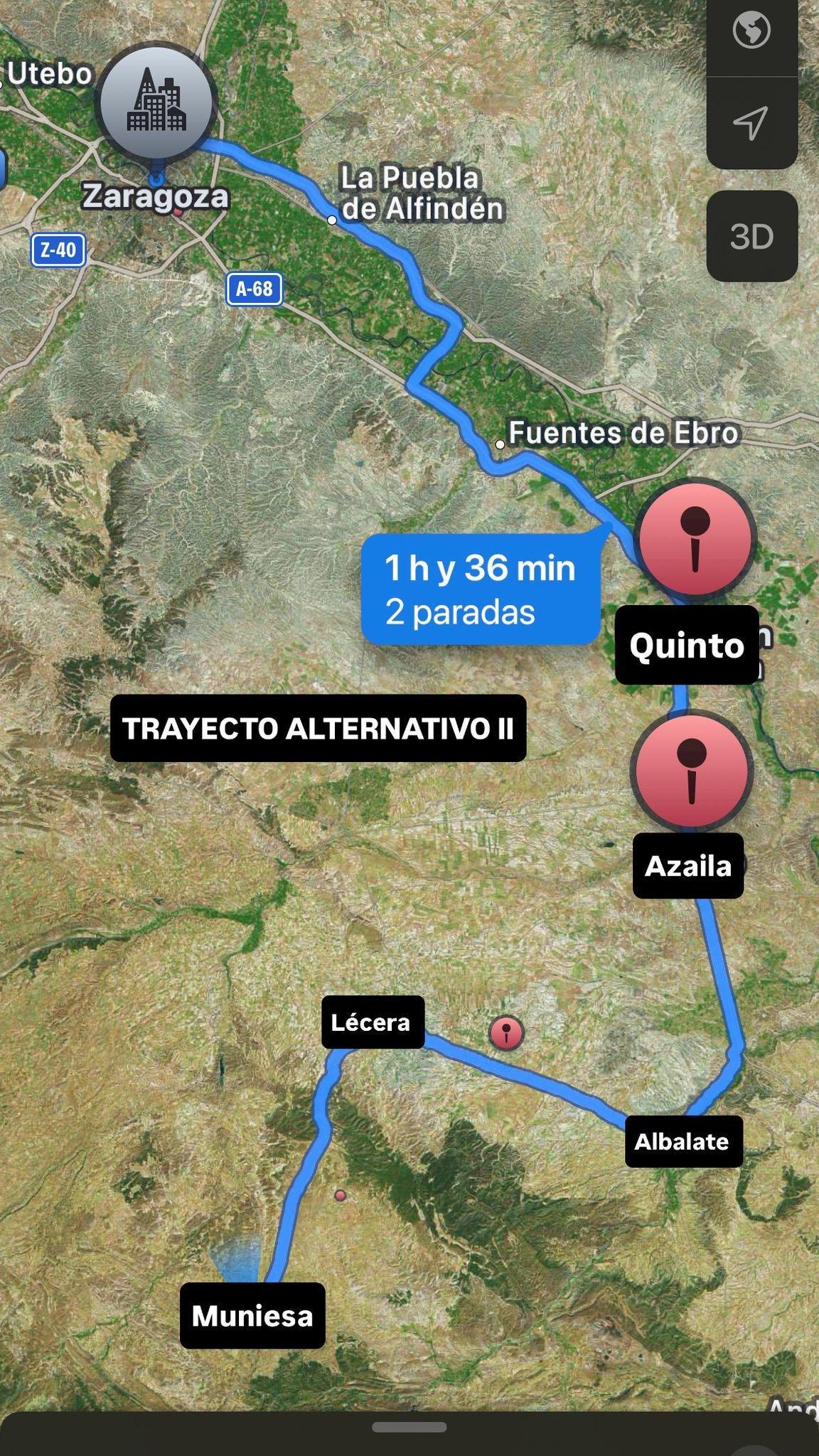MUNIESA CORTADA CARRETERA A-222. ALTERNATIVAS 