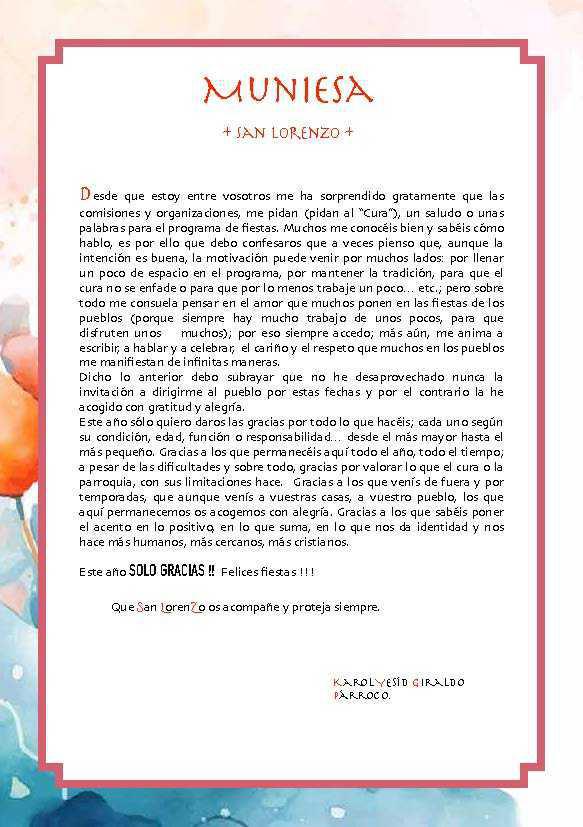 MUNIESA. PROGRAMA SAN LORENZO 2025