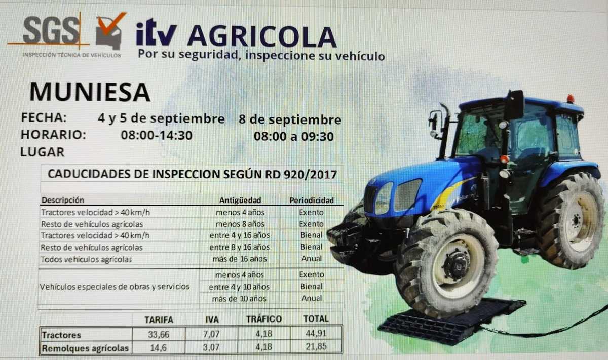 MUNIESA. SERVICIO DE ITV AGRÍCOLA MUNIESA. SERVICIO DE ITV AGRÍCOLA