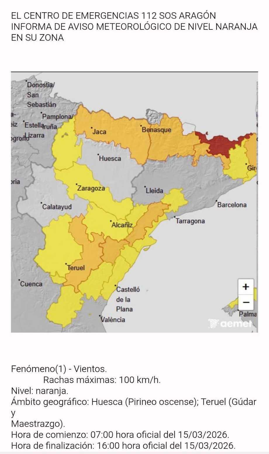 MUNIESA. ALERTA NARANJA POR VIENTO MUNIESA. ALERTA NARANJA POR VIENTO