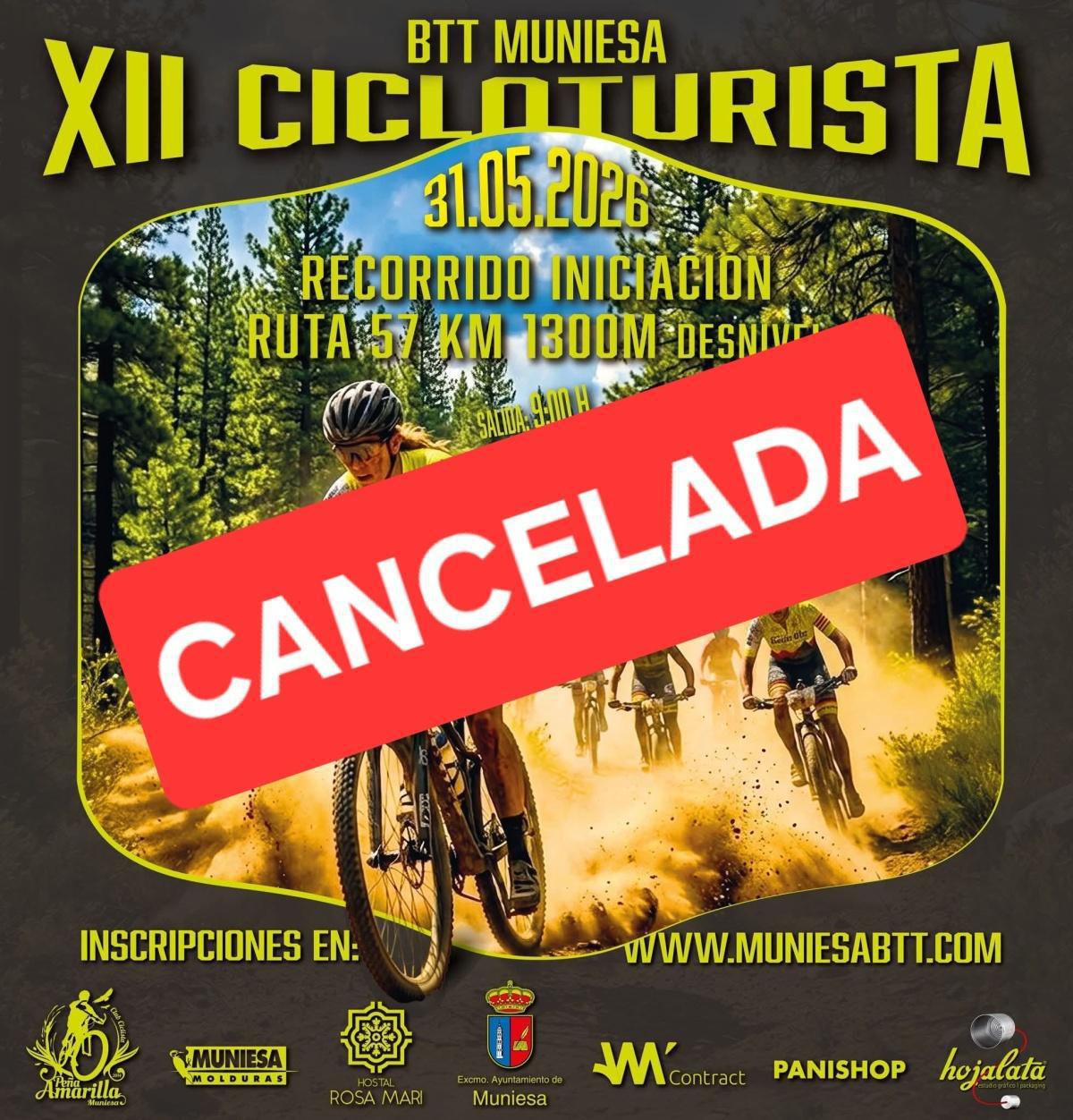 MUNIESA. PRUEBA XII BTT MUNIESA CANCELADA