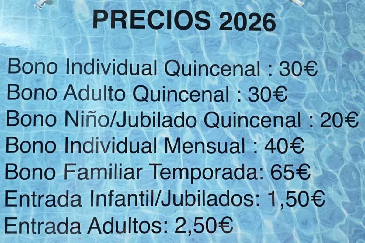 MUNIESA. PISCINAS MUNICIPALES. PRECIOS