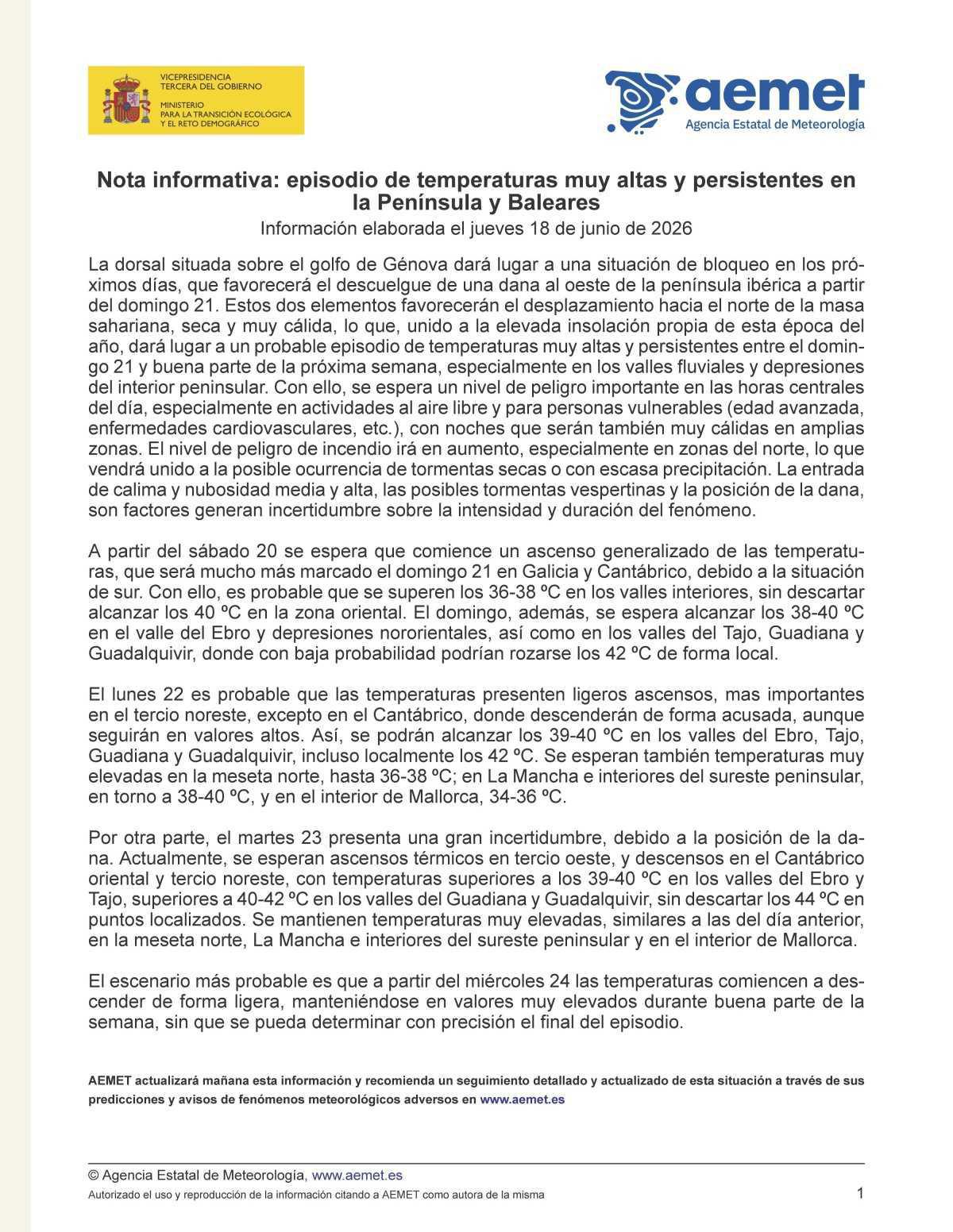 MUNIESA. ALERTAS AEMET E INFOAR MUNIESA. ALERTAS AEMET E INFOAR