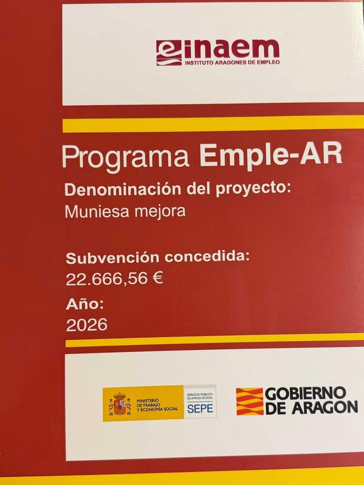 MUNIESA. PROGRAMA EMPLE-AR INAEM MUNIESA. PROGRAMA EMPLE-AR INAEM