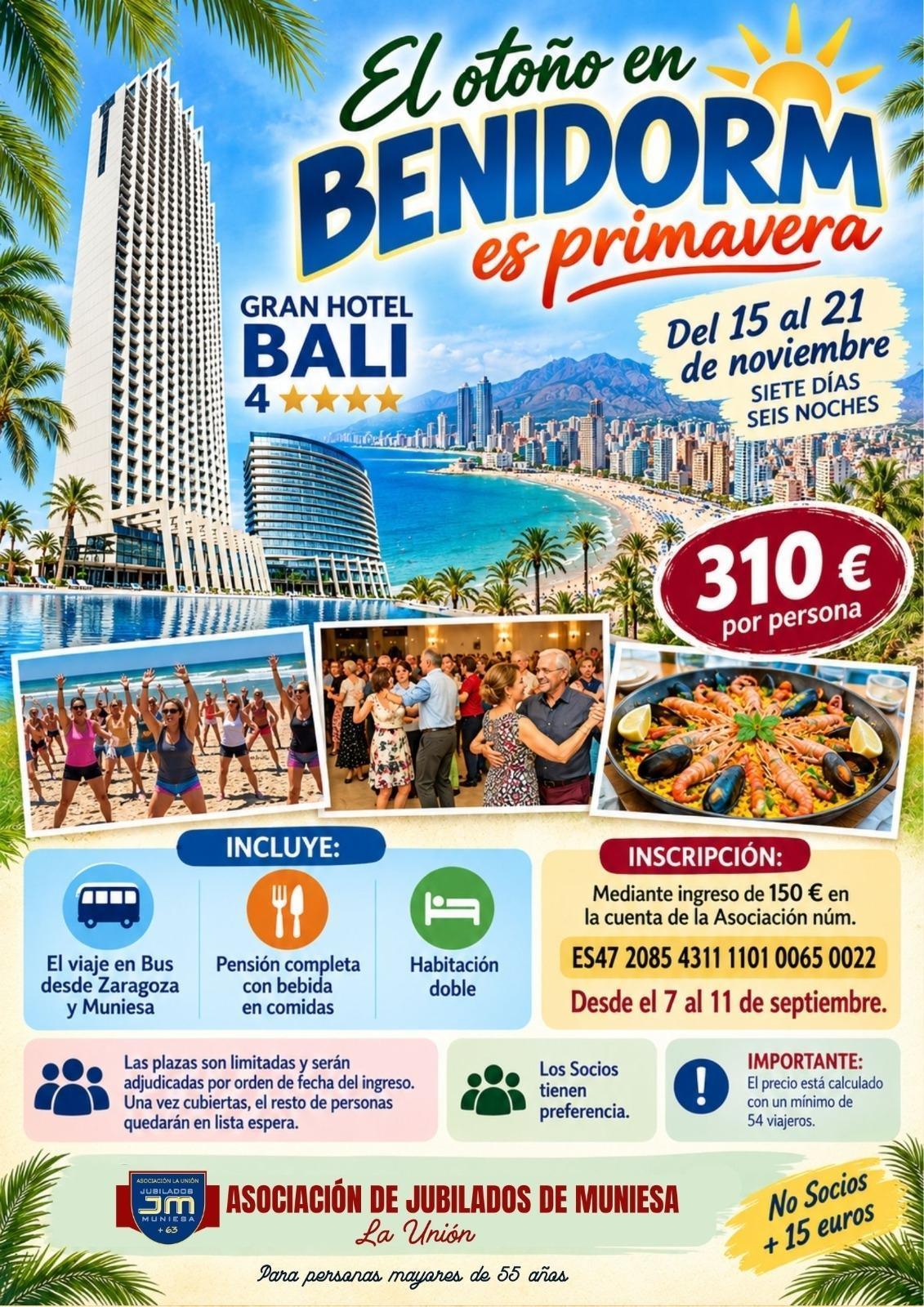 MUNIESA A BENIDORM VIAJE DE OTOÑO MUNIESA A BENIDORM VIAJE DE OTOÑO