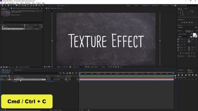 Adobe After Effects - تأثير النص المنقوش بمادة