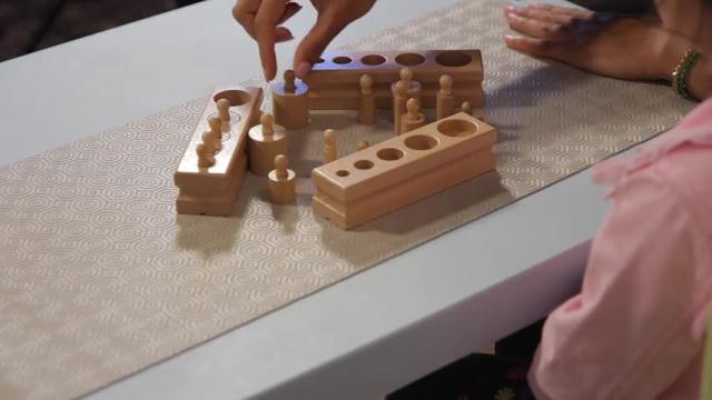 Sensorial Lesson 12 - Knobbed Cylinders - 3 Sets Triangle