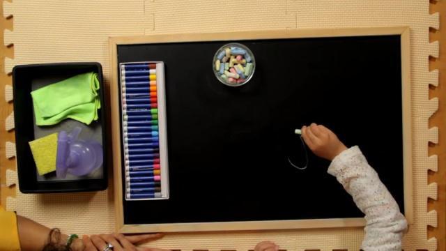 Writing Lesson 19 - letter j on blackboard  & paper 