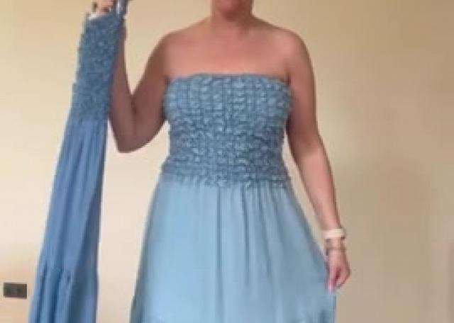 👗Strapless Jeans jurk & sandalen