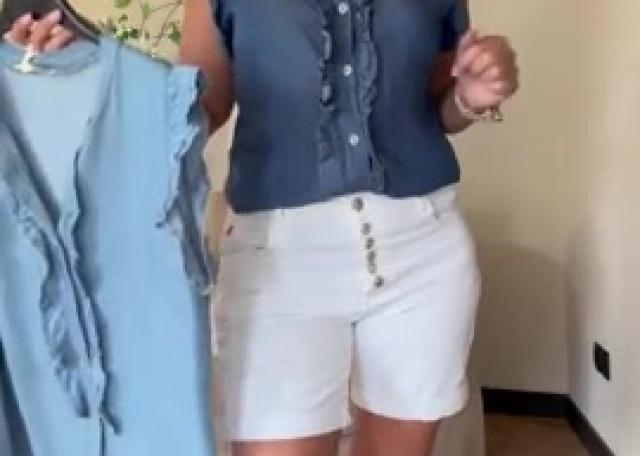 🔵Jeans blouse & Karostar short