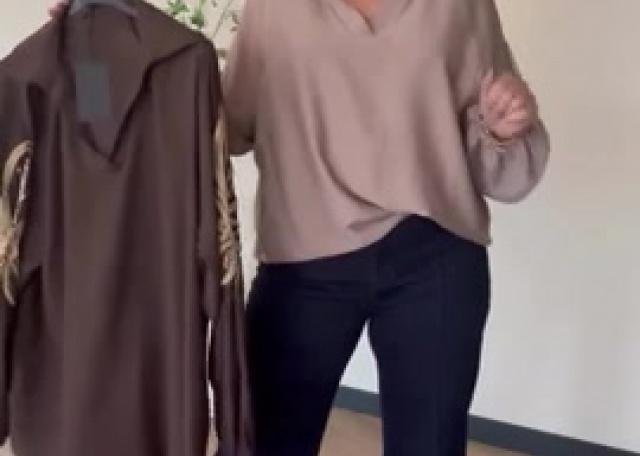 🤎Top met bewerkte mouwen & Goodies jeans