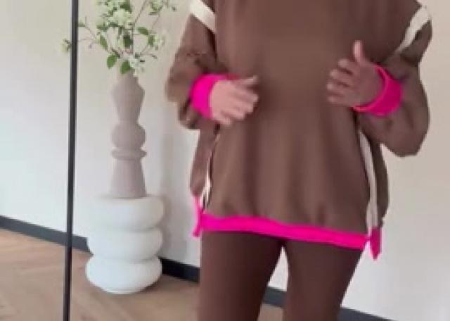 🤎Sweater met teddy voering & Travelstof broek