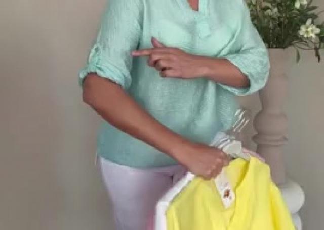 🌻V-hals top van wafelstructuur 38-44