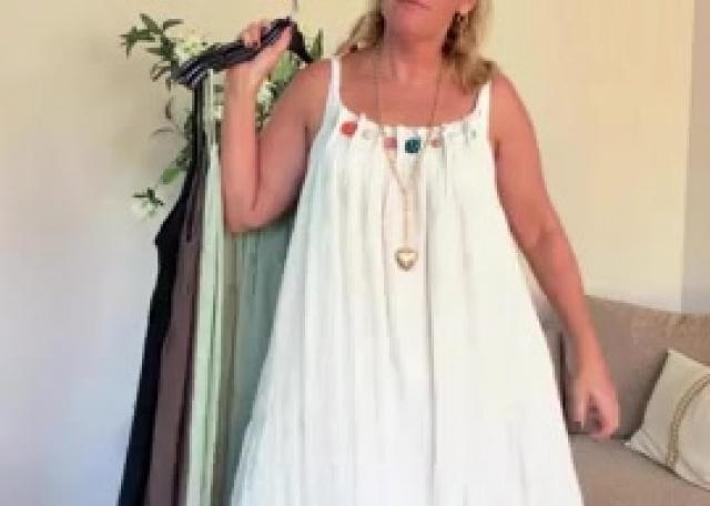 👗Spaghetti jurk met kralen 38-48