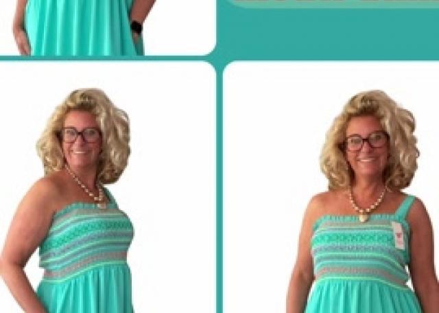 👗Jurk met gekleurd stiksel 38-46