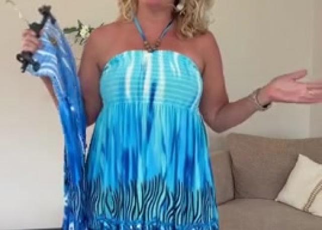 👗Strapless print jurk met kralen 38-42