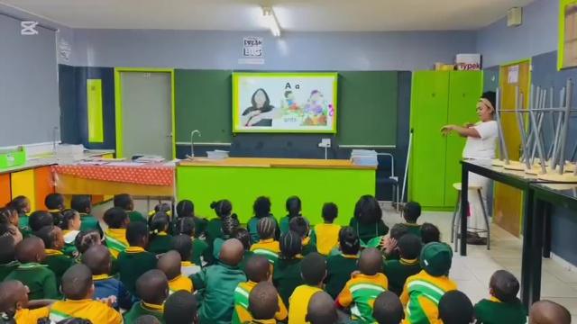 Phonics lesson in the new media room