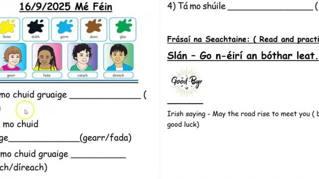 Gaeilge hardback Tuesday 16th Sept